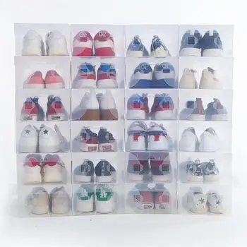 

6PCS Dust-proof Shoes Boxes Transparent Shoes Cases Plastic Storage Box Shoes Container Thickened Transparent Drawer Case