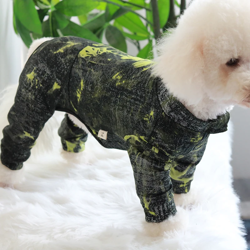 Тонкий комбинезон для собаки 100% хлопок одежда щенка пижама с длинными рукавами