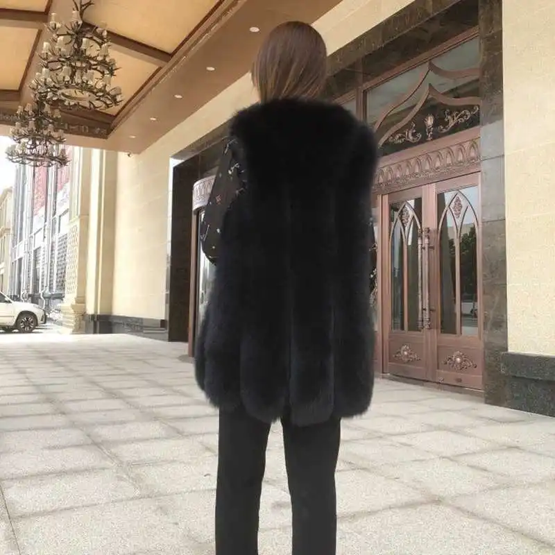 Натуральный Меховой жилет с натуральным лисьим мехом, женская шуба больших размеров из натурального меха, зимняя куртка, женские меховые жилеты, Новое поступление