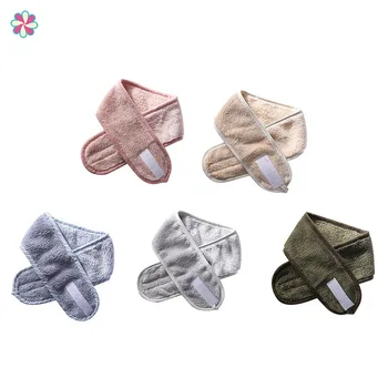 

Coral Velvet Skin-friendly Hairband Casual Multi-function Solid Color Face Washing Velcro Headband CY