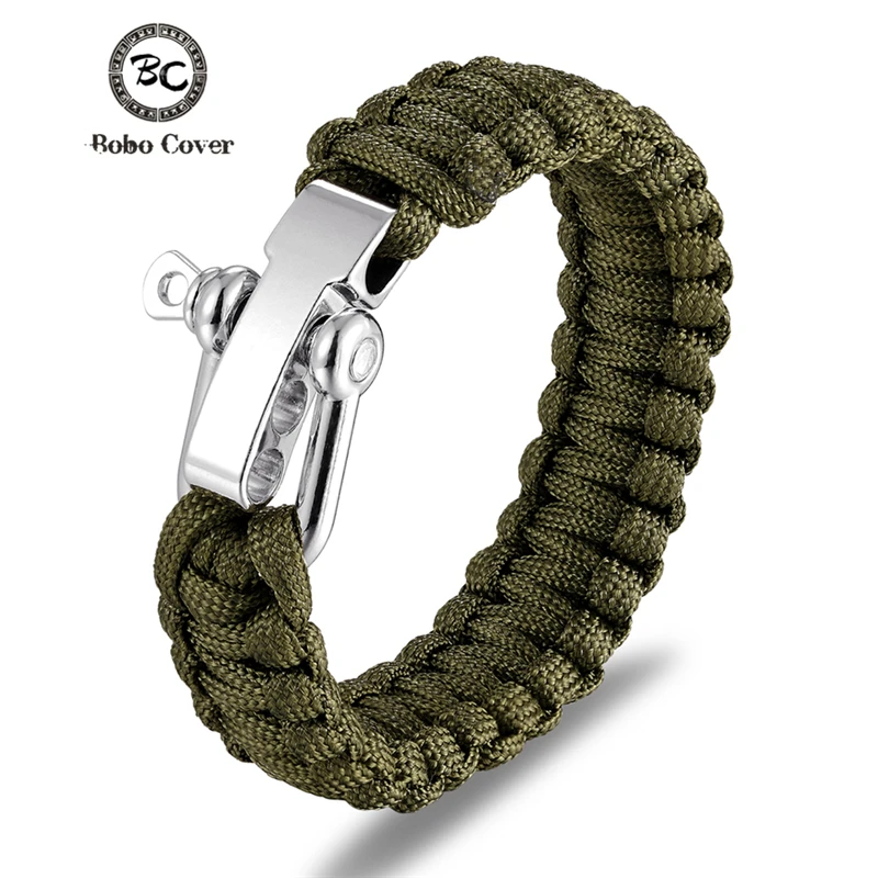 Men Camping Emergency Braided Adjustable Survival Bracelet Stainless Steel Buckle Umbrella Rope Outdoor Wristband Women Paracord