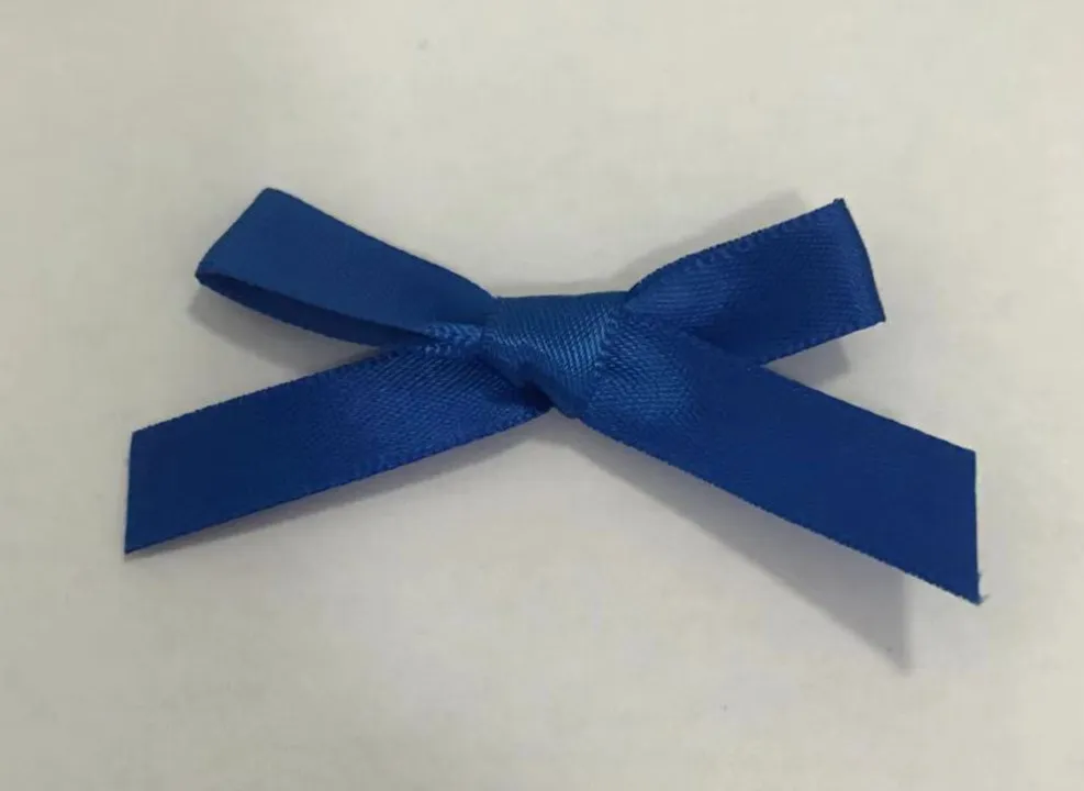 blue 100 шт атласная лента ручной работы атласная мини-лента банты с цветами Лента бант для упаковки ремесло свадебное украшение 10 мм ширина бант - Цвет: blue