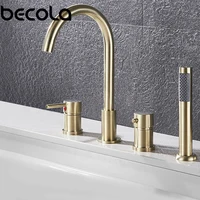 4Pcs Brass Bathroom Bathtub Faucet Bath Faucet Deck Mounted Handheld Tub Mixer Tap Cold Hot Mixer Water Tap With Hand Shower 1