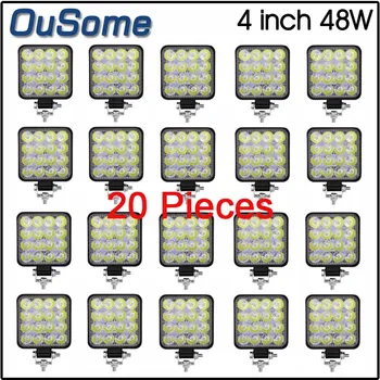 

20 pieces color gift package high power 3.9 inch 4 inch 48W aluminum work light truck waterproof car LED work light 12V 24V