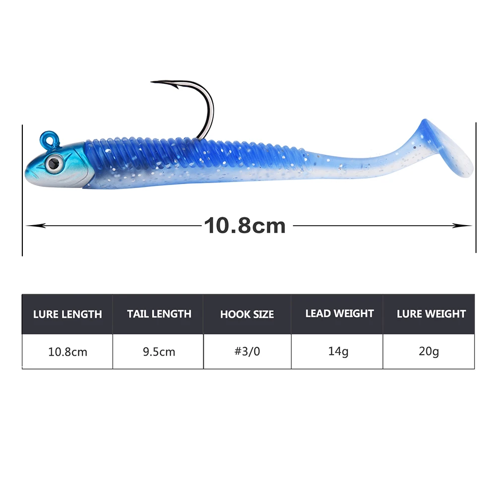 Goture 5 шт./компл. Мягкая приманка 20 г 10 8 см Jig Head быстро качели блеск световой дизайн