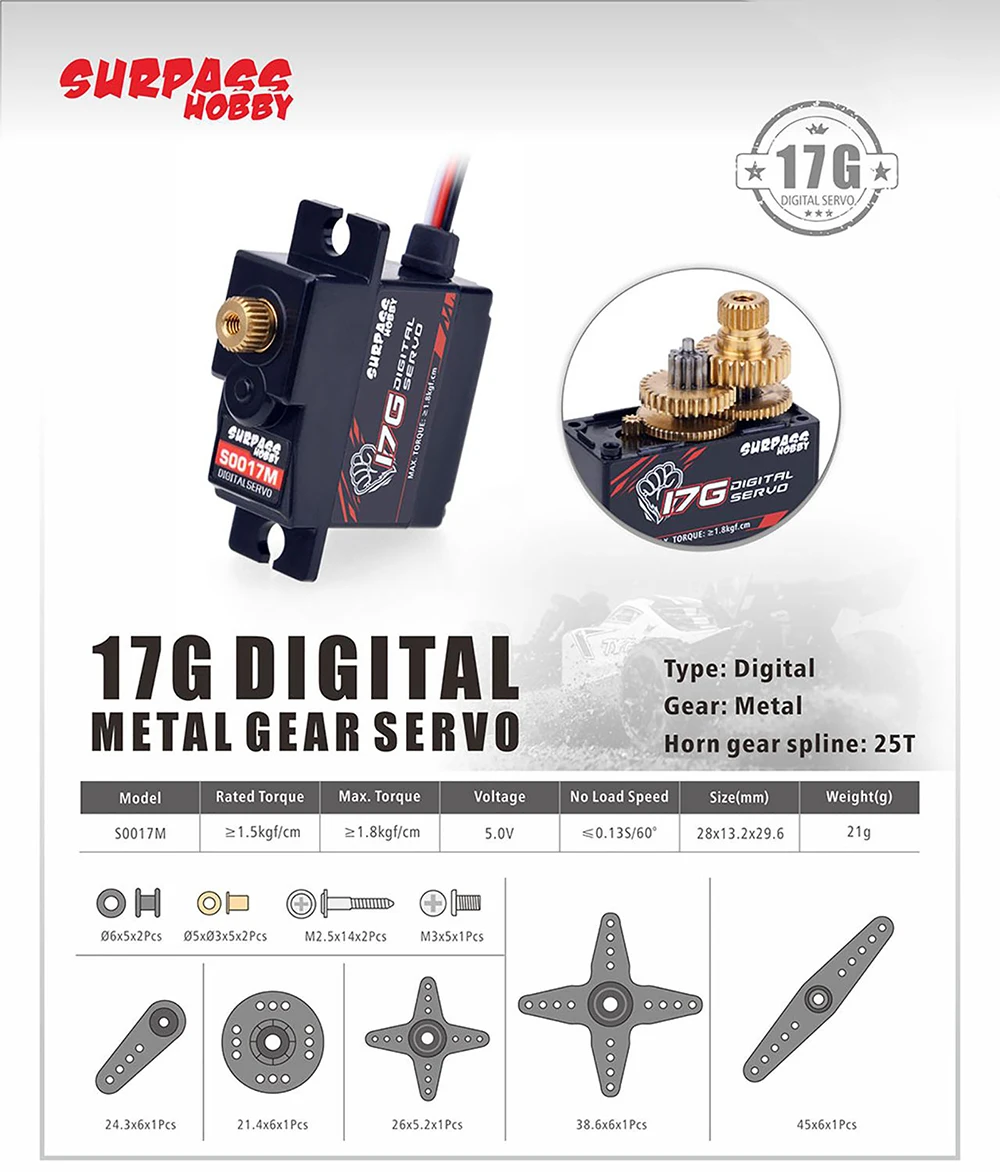 Servos MG996R 9G 17G 25G 6KG 9KG 15KG til RC drone, fly og bil