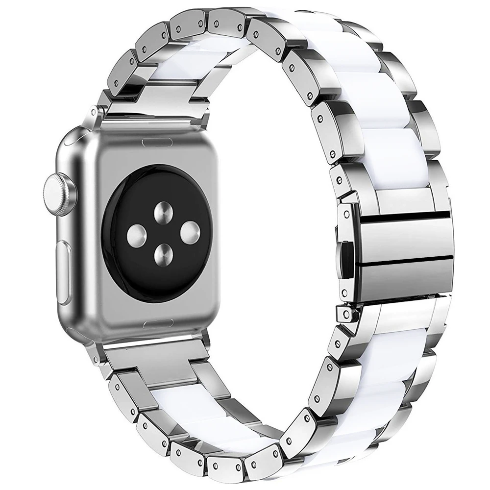 Браслет из нержавеющей стали и керамики для Apple Watch Band 38 мм 40 42 44 ремешок iwatch Series 5 4 3