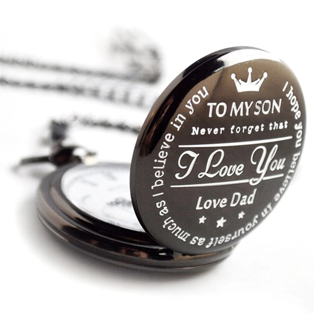 Men Vintage English Letter Pattern Alloy Round Dial Quartz Pendant Pockets Watch For Father's Day Gifts New Vintage Bronze Steam