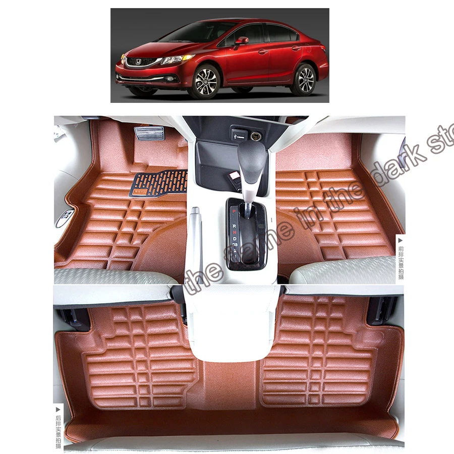Lsrtw2017 кожаные автомобильные коврики для honda civic 2006 2007 2008 2009 2010 2011 2012 2013 2014 2015 8th 9th