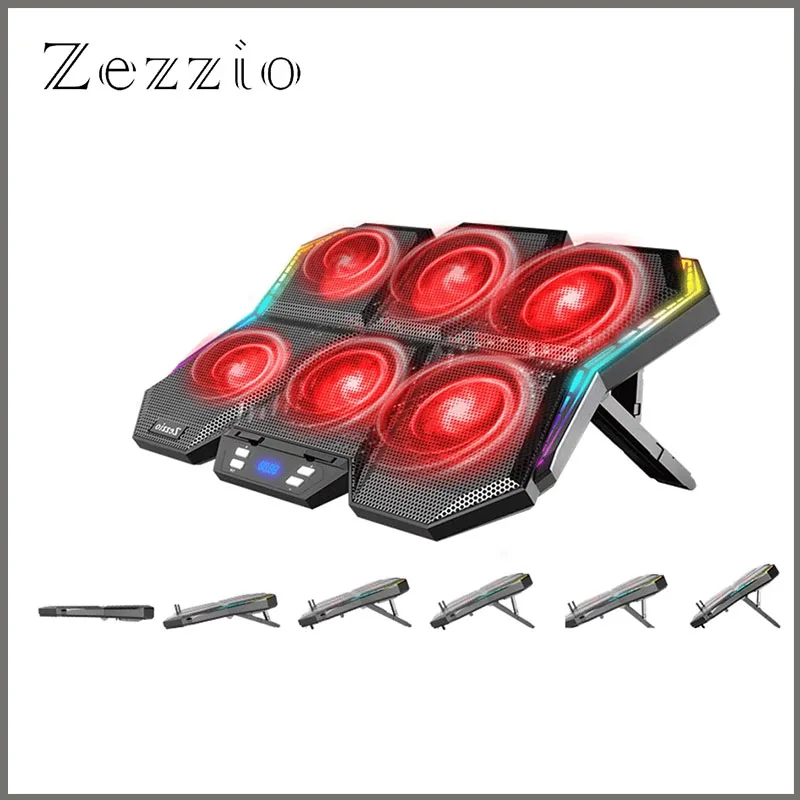 Zezzio ZLP-B6 12-mode RGB кулер для ноутбука 6 Ультра-тихих мощных вентиляторов подходит