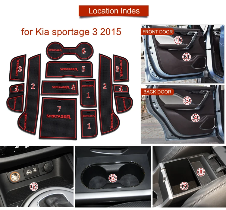Car Gate Slot Cup Mat for KIA Sportage 3 2011 2012 2013 2014 2015 Door Groove Mats Anti-Slip Cup pad Cover Interior Accessories Car Gate Slot Cup Mat for KIA Sportage 3 2011 2012 2013 2014 2015 Door Groove Mats Anti-Slip Cup pad Cover Interior Accessories