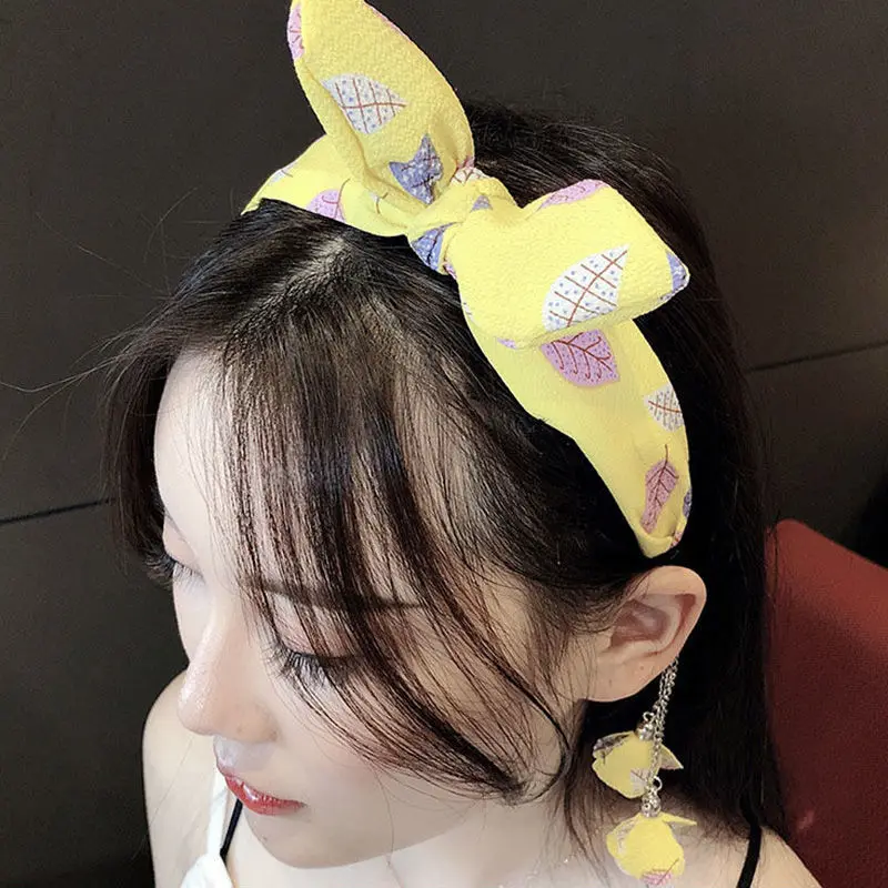 Women Removable Earring Ribbon Hairband Hair Hoop with Eardrop Headband Fashion Dangler Head Band Hair Accessories Headwear