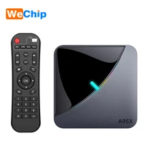 Wechip A95X F3 Android 9,0 RGB светильник ТВ коробка Amlogic S905X3 4 Гб ОЗУ 32 Гб 2,4 г/5 г Wifi BT телеприставка 1080P Поддержка PLEX плеер