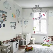 Индивидуальный заказ скандинавские ручная роспись мультфильм самолет воздушный шар детская комната обои для рабочего стола