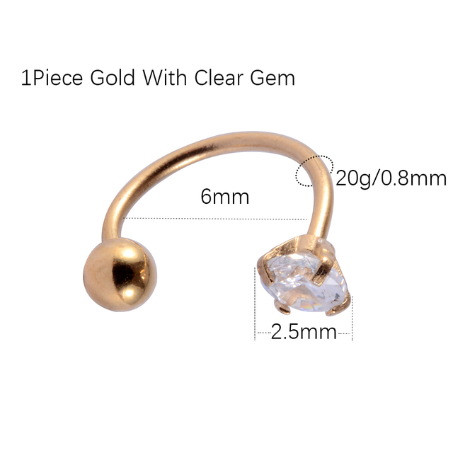 6/8mm Stainless Steel Zircon Cz Hoop Tragus Cartilage Helix Stud Earring Conch Rook Daith Lobe Ear Screw Piercing Jewelry