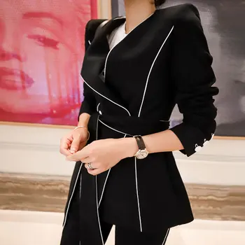 

Small suit women's outerwear long sleeves casual long professional Women suits long high waist trousers suit mujer
