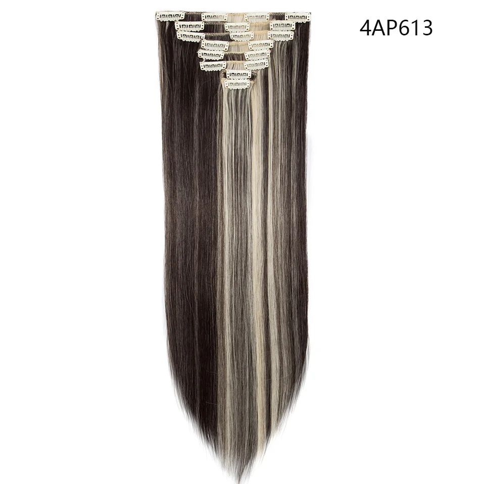 4AP613 SNOILITE 26 дюймов 8 шт./компл. волосы на заколках для наращивания Натуральные Прямые волосы на клипсах из искусственных волос клип в наращивание волос для женщин - Цвет: 4AP613