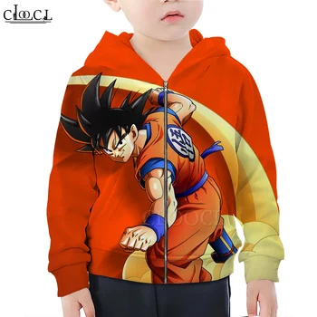 

CLOOCL Newest Japanese Anime Dragon Ball Zipper Hoodies Boy Girl 3D Print Children Zipper Hooded Fashion Casual Tops