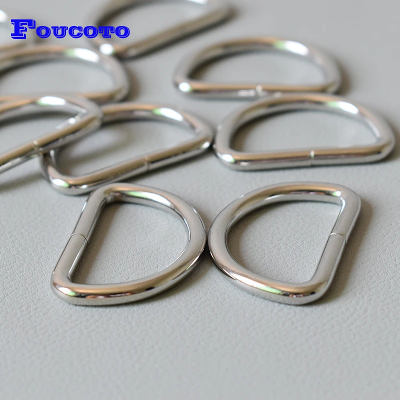 

10pcs Silver D-shaped Buckle Unwelded D Ring Semicircle Button For 32mm Diy Backpacks Straps Bags Pet Collar Accessories