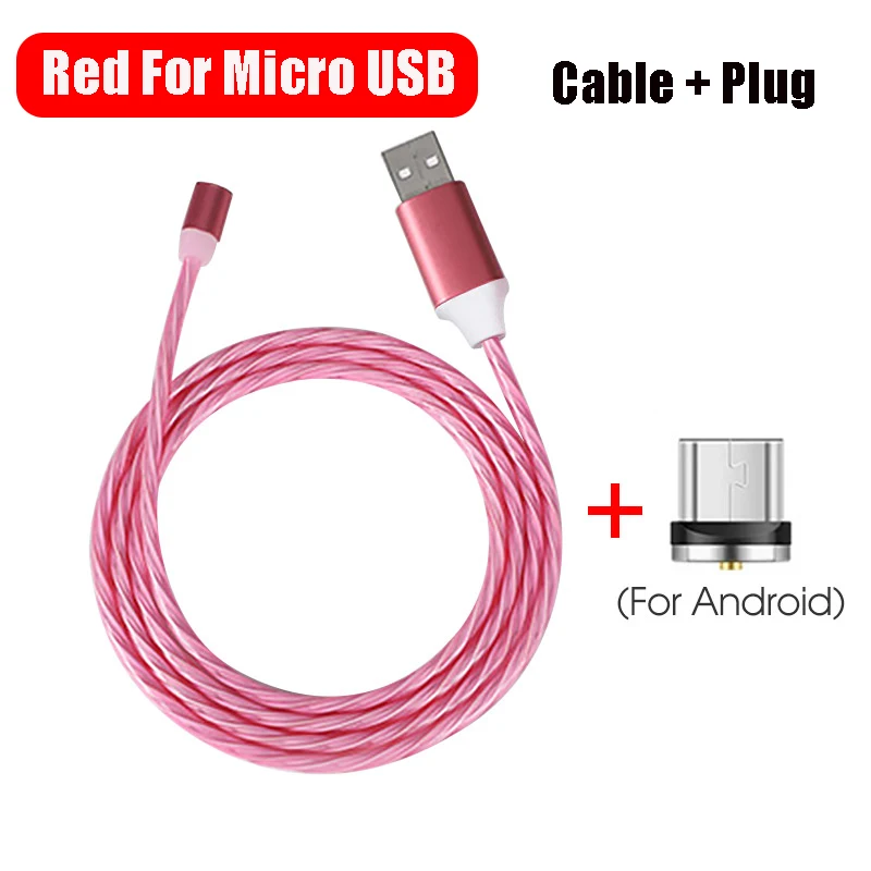 Магнитный кабель 1 м Micro usb type C для быстрой зарядки Micro usb Магнитный зарядный кабель для iphone XS 11 Pro Max кабели для мобильных телефонов - Цвет: Red For Micro USB