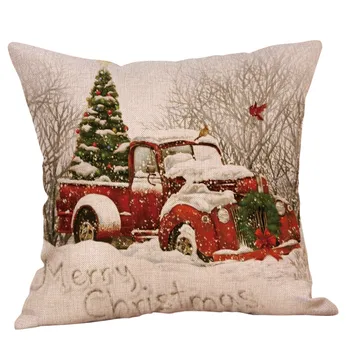 

Cushion Cover Happy Christmas Pillow Case Decorations For Home Pillow Cases Linen Sofa Cushion Cover Home Decor Pillowcase Xmas