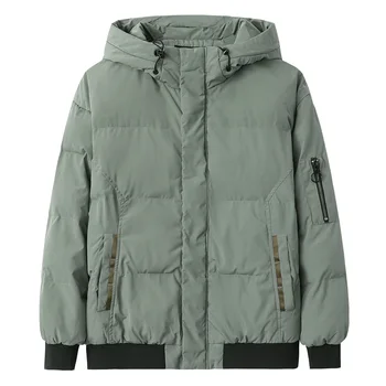 

Winter Padding Trench Coats Men Thermal Zip Vintage Jacket Streetwear Fashion Hooded Slim Thicken Warm Casual Parkas KK60MF