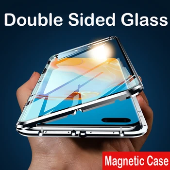 

Magnetic Case For Huawei Honor X10 Coque Play 4T 30 Pro 30S 20 Note 10 8X MAX 9X 10 lite Metal Bumper Cover Tempered Glass Case
