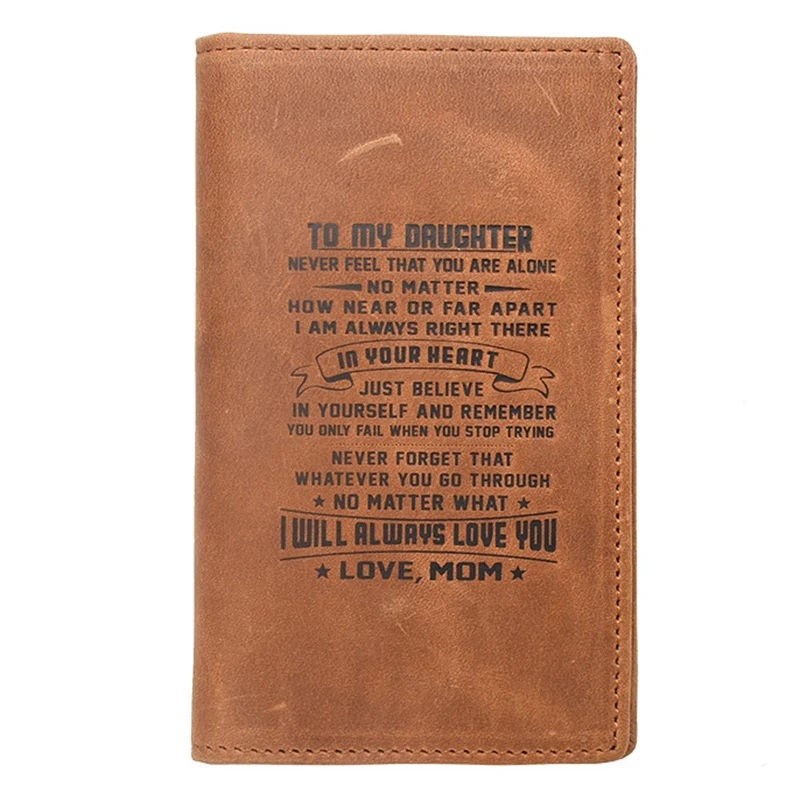 

Engraved Wallets Gifts for SON DAUGHTER Men RFID Blocking Bifold Wallet Customize Personalized Gift Cow Genuine Leather Pures