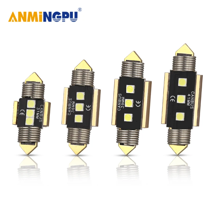 ANMINGPU 2X сигнальная лампа светодиодная гирлянда 31 мм 36 39 41 3030 SMD C5W C10W
