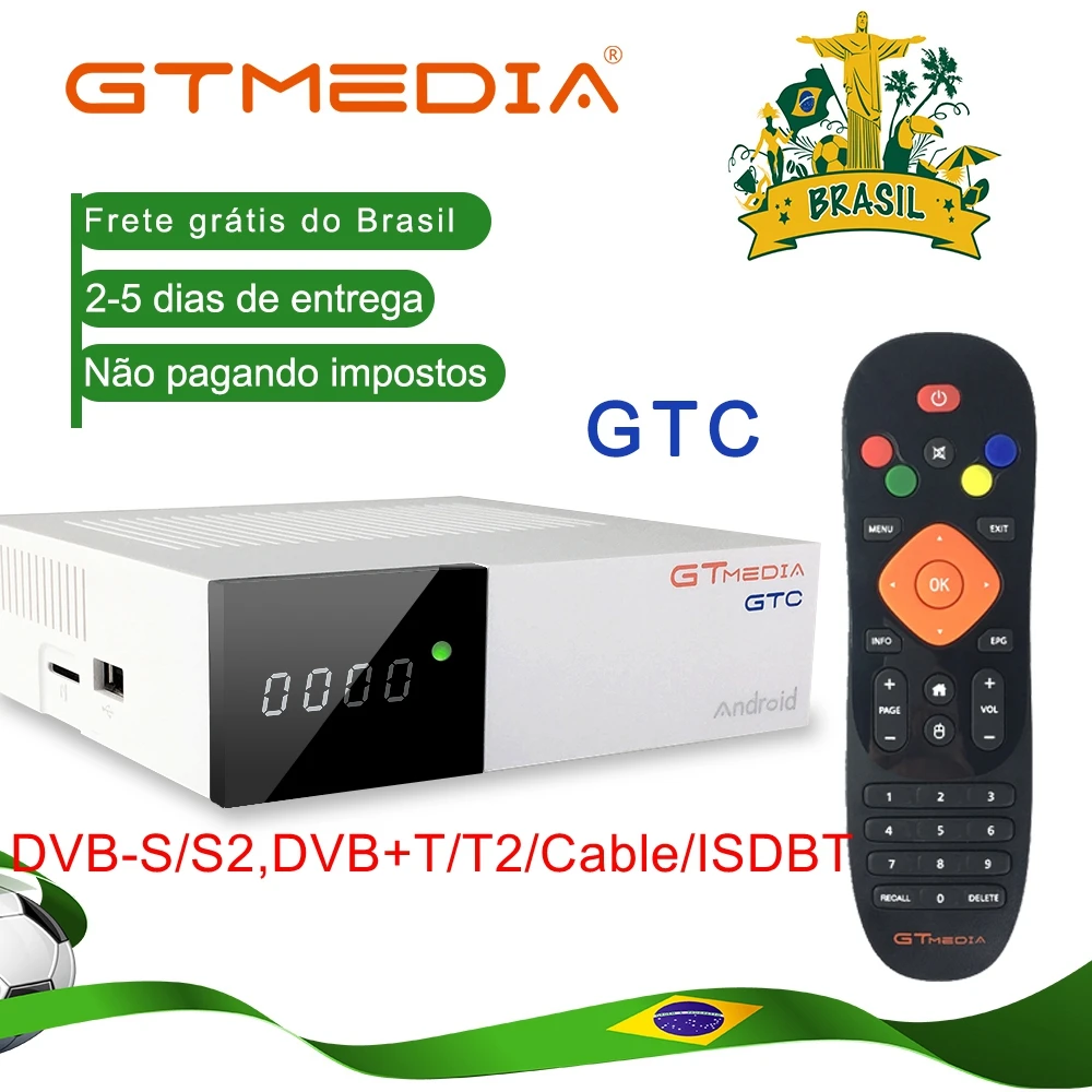 

GTMedia GTC Smart TV Box Android 6.0 DVB-S2/C/T2/ISDB-TAmlogic S905D 2GB+16GB BT4.0 H.265 GTC Decoder Brazil Satellite Receiver