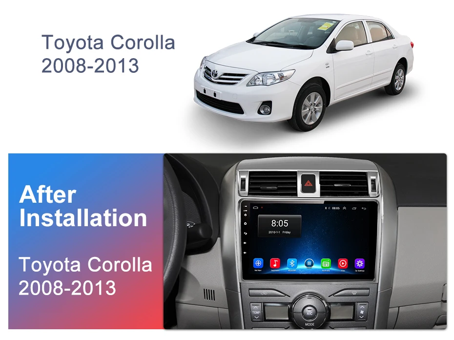 Perfect Junsun V1 2G+32G Android 9.0 For Toyota Corolla E140/150 2008 2009-2013 Car Radio Multimedia Video Player Navigation GPS 2din 5