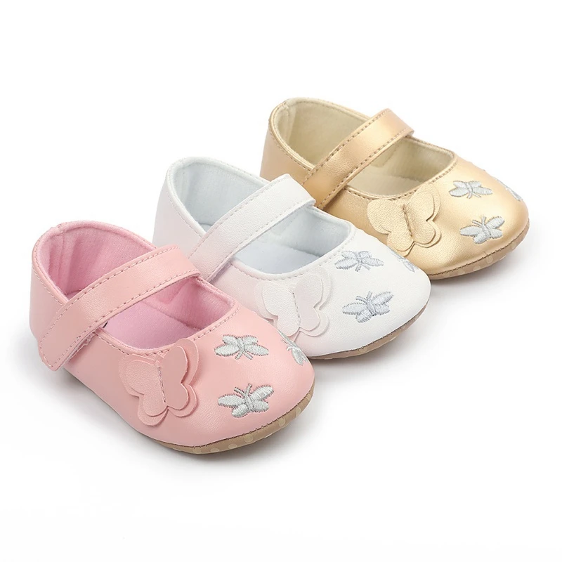 

Baby Shoes Baby Girl Cute PU Butterfly Shoes Princess Soft Bottom Non-slip Fashion Bow Shoes Crib First Walker