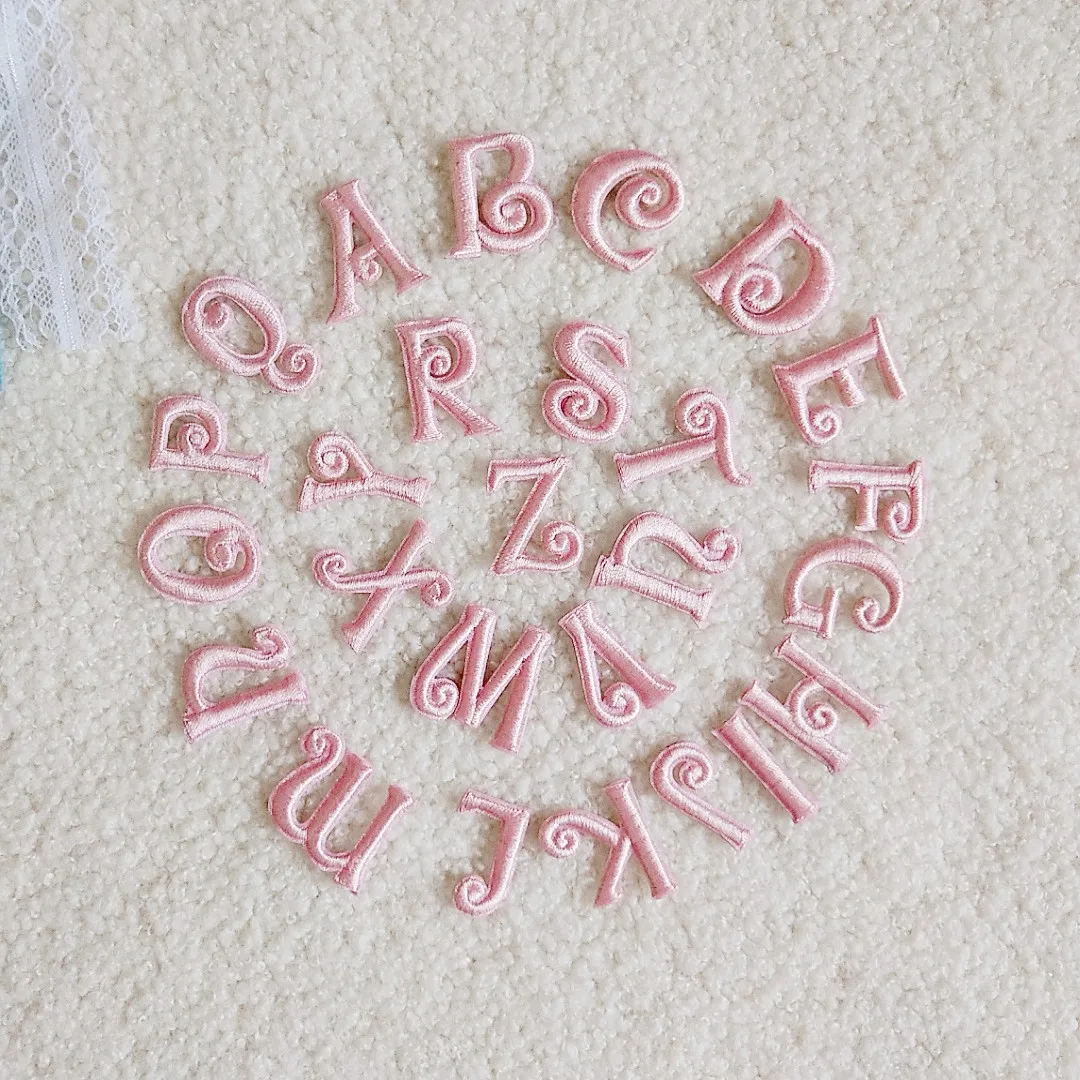 Self-Adhesive Pink Letter Patch for Clothing Embellishment