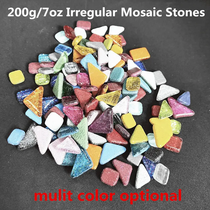 

200g/7oz Irregular Shining Glare Crystal Glass Colorful DIY Mosaic Tiles/Stones Iridescent Craft Materials for Kids/Children