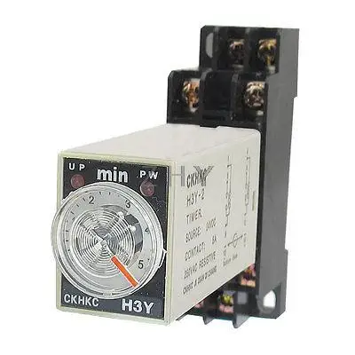 

H3Y-2DC 24V 0-5 Minutes 5Min DPDT 8 Pins Power on Time Delay Relay w Socket