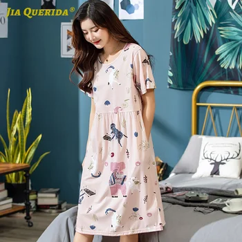 

Cartoon Printing Fashion Style Casual Style Night Wear Nighties for Woman Woman Clothes Night Gown Summer Crew Neck Short Sleeve