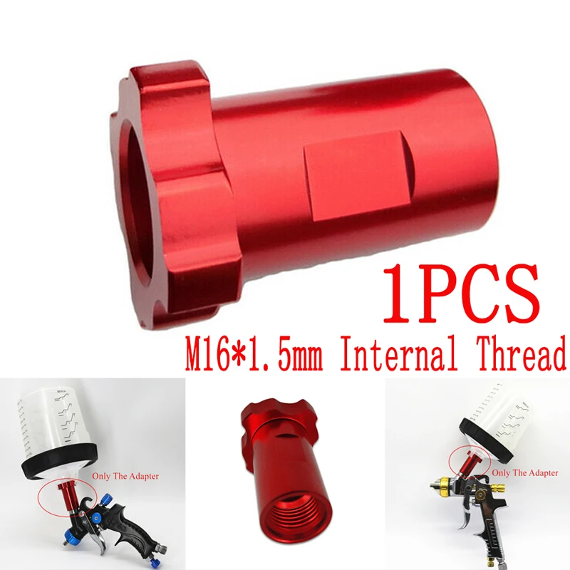 M16×1.5mm Internal Thread Connector Red Aluminum For Most PPS Spray Gun Adapter 