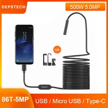 DEPSTECH USB / Wireless Endoscope Camera 5MP FHD Pipe Inspection Camera IP67 Waterproof Borescope Type C for Android PC MacBook