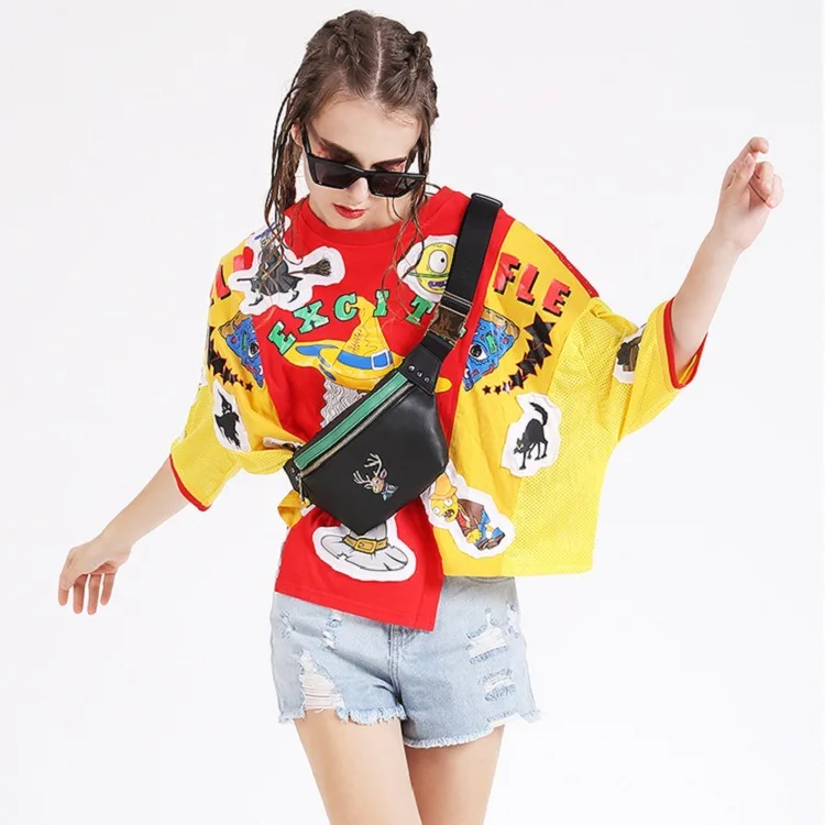 

New creative fashion leather chest bag small messenger bag trend waist bag leather contrast single shoulder diagonal back bag