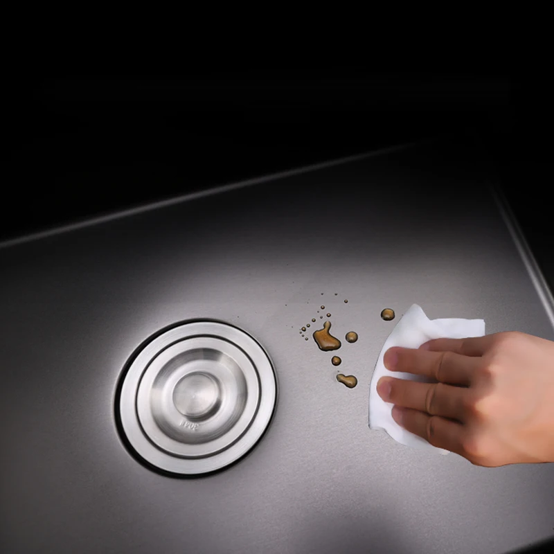 black kitchen sink double groove Handmade 304 stainless steel  seamless welding sinks kitchen vegetable washing basin black sink