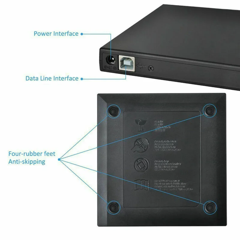 USB 2,0 Внешний DVD-RW CD-RW Пишущий привод для компьютера ноутбука