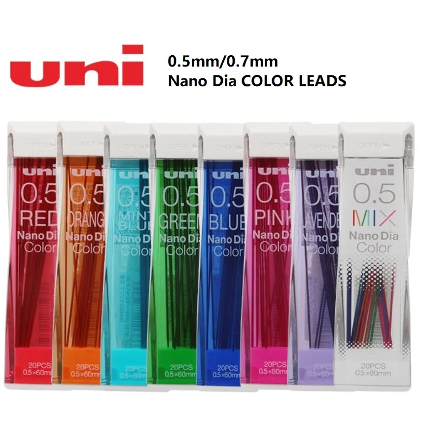 UNI 202NDC 0.5/0.7mm Color Mechanical Pencil Leads easy erasable 1 piece