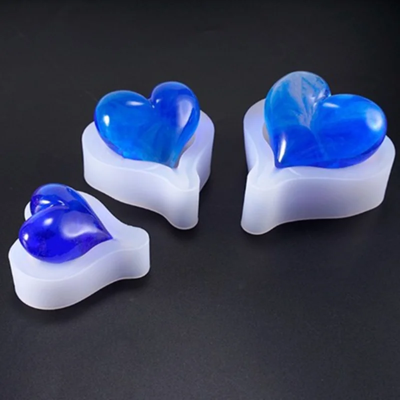 1PCS 3D Heart Shape Silicone Mold Resin Epoxy Keychain Pendants Mould Soap Candle Molds For DIY Jewelry Making Findings