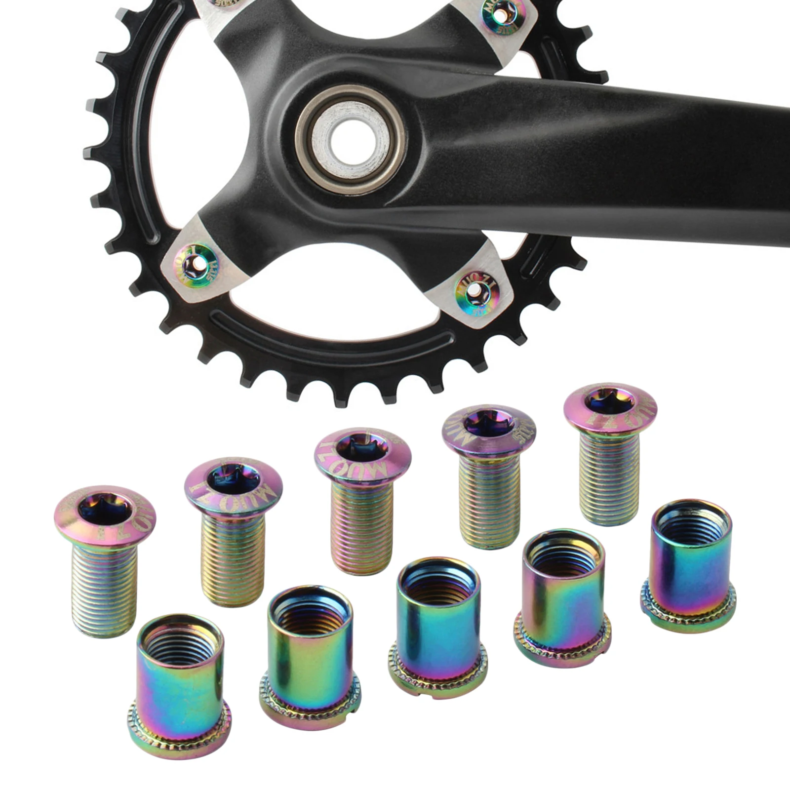 5Pcs M8 Chainring Bolt Nuts Road MTB Bicycle Chainwheel Screws Crankset Hardware