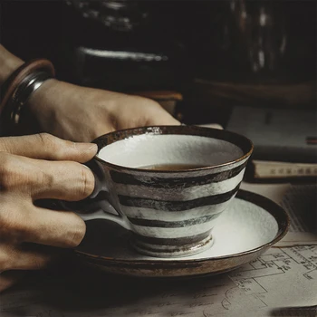 

Cherry blossom table retro creative coffee cup dish set water flower latte milk breakfast cup dessert cup saucer drinkware