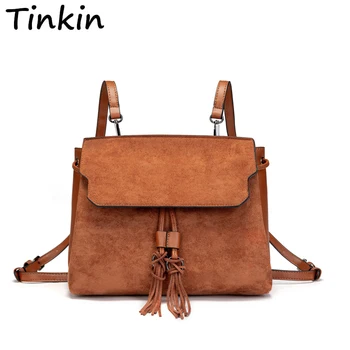 

Multi-function Fashion Dual-use Backpack Can Use as Shoulder Bag Vintage School Bag with Tassel for Daily Use