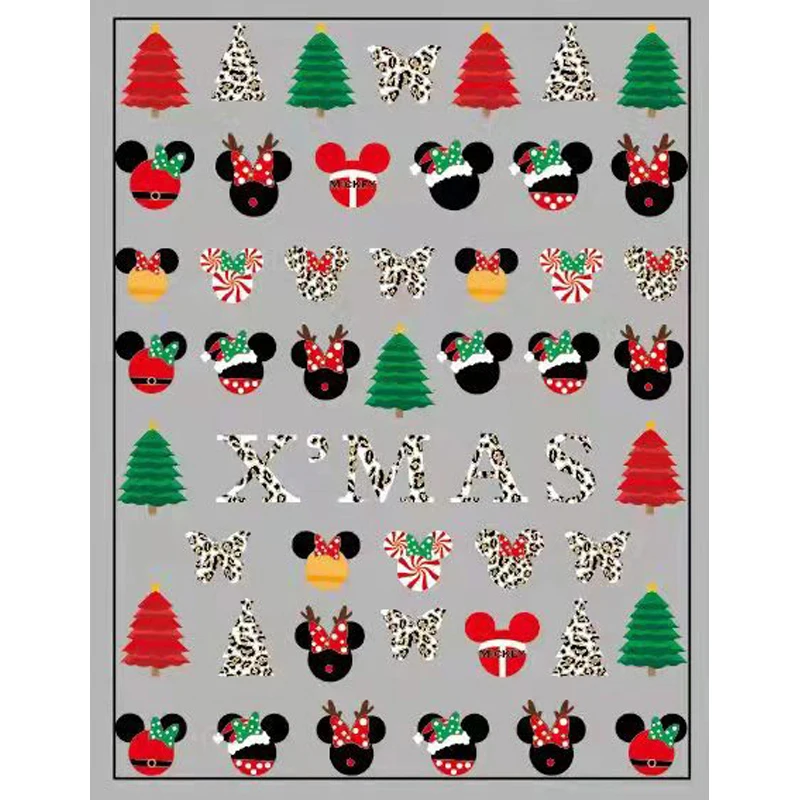 10pcs New Disney Christmas Nail Art Sticker Mickey Minnie Snow