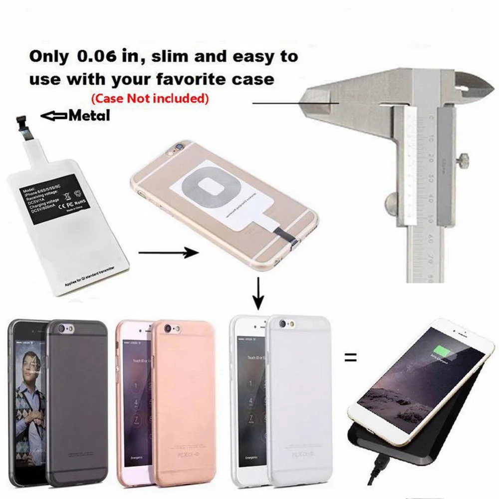Wireless Charger Universal Qi Wireless Charger Adapter Receiver Micro USB Type C For iPhone 6 7 5