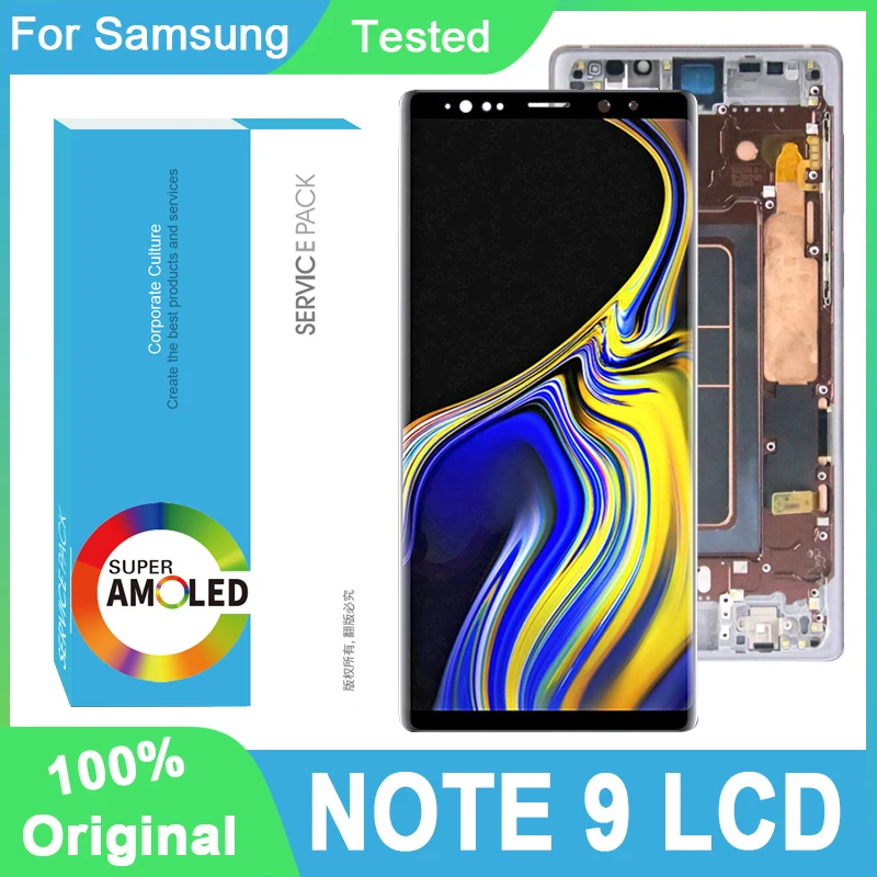 100% Оригинальный AMOLED 6 4 ''дисплей с рамкой для Samsung Galaxy Note 9 Note9 N960F Полный