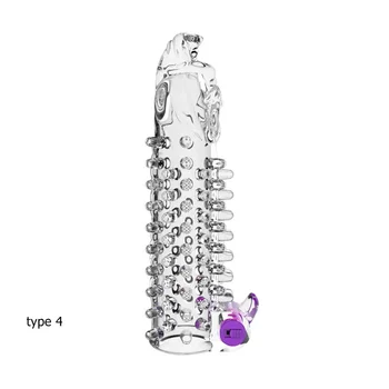 Sex Toy Vibrator Condom Reusable Crystal Condom Penis Extender Sleeve Delay Ejaculation Prostate Massager Intimate Goods 5